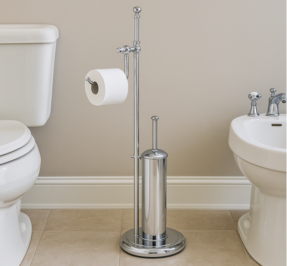 Piantan-da-terra-per-bagno-stile-inglese-porta-scopino-eporta-carta-complementi-rotabili-ottone-e-ceramica-alta-qualità