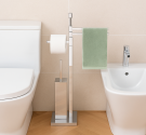 Piantana da bagno quadrata design minimale in acciaio alta qualità porta scopino wc porta carta igienica e salviette bidet flex