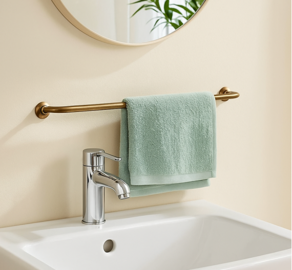 Asta porta asciugamano linea primavera classica ed elegante accessori bagno in ottone di alta qualità artigianale italiana