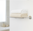 Shelf bathroom door towel rack from the wall in terms of geometry and minimal suitable for modern bathrooms - made of rustproof