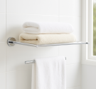 Shelf bathroom door towel rack from the wall in terms of geometry and minimal suitable for modern bathrooms - made of rustproof