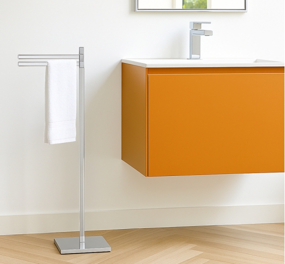 Piantana-quadrata-da-terra-per-bagno-porta-asciugamano-due-aste-rotabili-free-standing-bagno-in-ottone-antiruggine-garantito