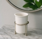 door glass for toothbrushes by the bathroom - white ceramic and brass - craft product, high quality