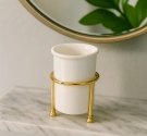 Bicchiere porta spazzolini da denti in ottone e ceramica design in sitle inglese per l'arredamento del bagno di lunga durata e a