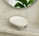 porta sapone in stile classico ceramica bianca e ottone - accessori da bagno qualità colore personalizzato bronzo shabby chic