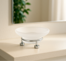 Piatto porta sapone da bagno in vetro satinato set completo di accessori da bagno di qualità artigianale lunga durata