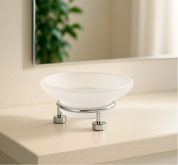 Porta-sapone-da-appoggio-per-lavabo-da-bagno-base-ottone-cromo-porta-sapone-in-vetro-satinato-accessori-bagno-artigianale-minima