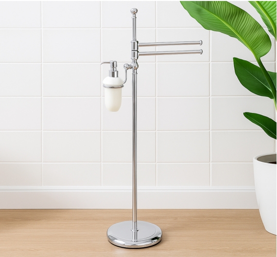 Piantana da bagno per arredamento porta salviette ospite e dispenser porta sapone in ceramica produzione di alta qualità 