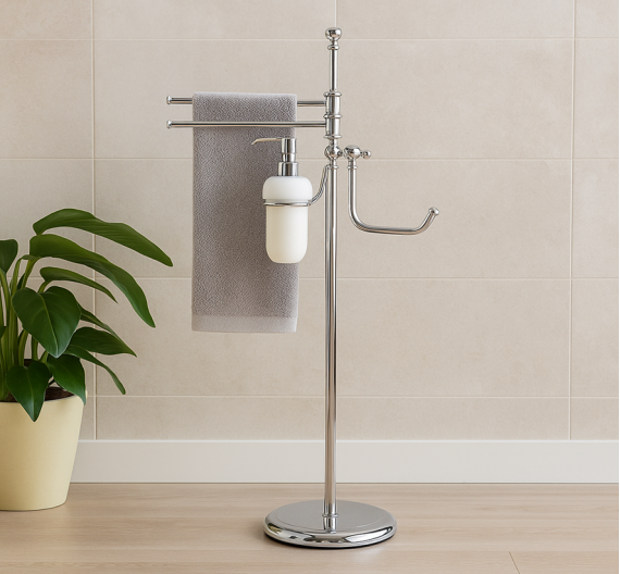 Retro bathroom style planter complete with paper door, rolling rods for bidet wipes and soap carrier - SPRING LINE
