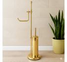 Piantana in stile Inglese fine lavorazione di pregio completa di porta carta igienica e porta scopino wc made in Italy