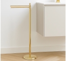 Piantana da bagno in colore oro gold porta salviette da lavabo due aste rotabili antiruggine stile inglese