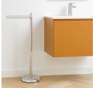 Piantana da bagno in colore acciaio porta salviette da lavabo due aste rotabili antiruggine stile inglese