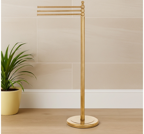 Piantana porta asciugamani in ottone colore bronzo, tonalità classica e country per un bagno moderno di tendenza arredobagno