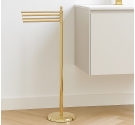 Piantana da terra per arredobagno porta asciugamani quattro aste che ruotano colore oro stile classico qualità anti ruggine