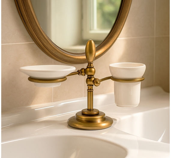 Complemento-arredamento-da-bagno-porta-sapone-e-porta-spazzolino-stile-shabby-chic-gusto-vintage-classico-antiruggine-qualità