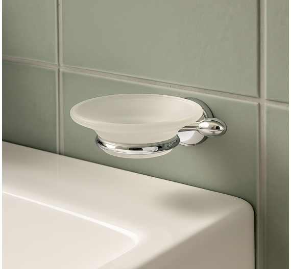 Porta sapone da bagno-ottone cromato e vetro satinato-fissaggio a parete-tasselli e viti 