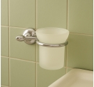 Verre-porte-pinceaux-de-dents-fixation-à-mur avec des cosses en laiton chromé et verre dépoli-produit garanti minable