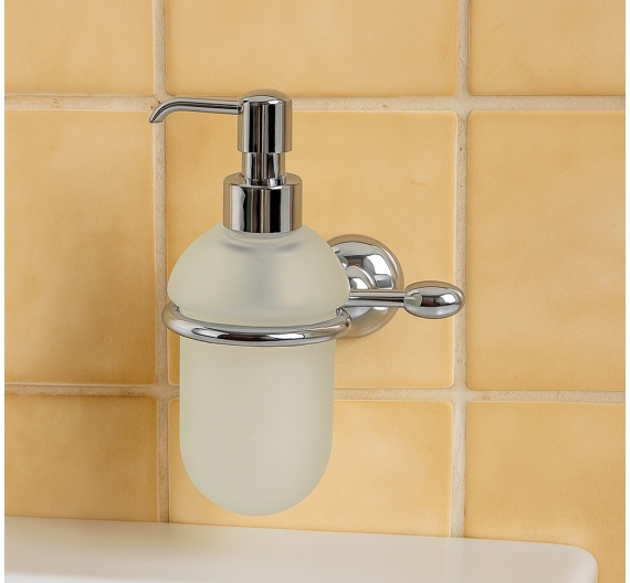 Distributeur de salle de bains distributeur savon liquide de fixation gousset-verre dépoli et laiton chromé-rouille