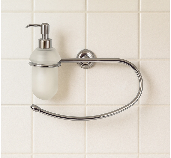 Porta asciugamani in ottone cromato e dispenser in vetro satinato - produzione artigianale di alta qualità per il bagno