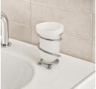 Bicchiere porta spazzolini da lavabo-vetro satinato e supporto in ottone cromato-qualità e resistenza dei prodotti artigianali
