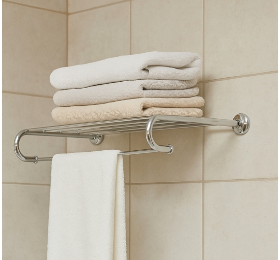 Paper towel holder wall-mounted collection of accessories with dowels - shelf, elegant, anti-rust for storage of folded towels
