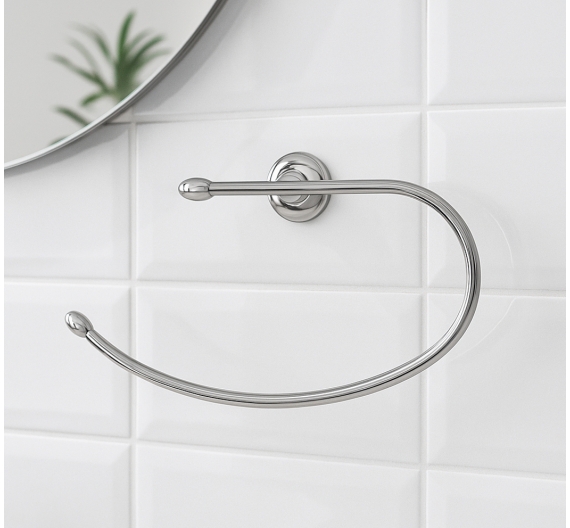 portasalviette da muro - asta piegata - linea arredobagno in ottone cromato - fissaggio a tasselli