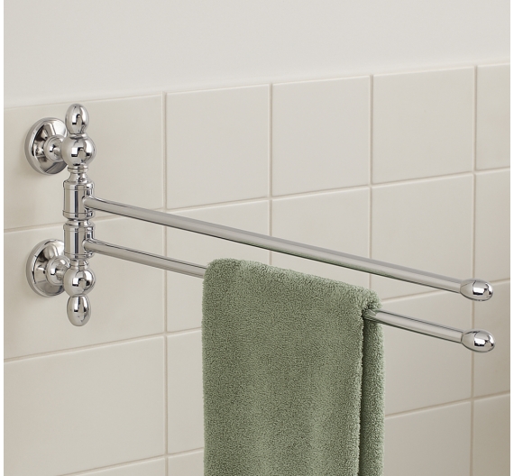 Porta asciugamani da bagno - aste rotabili - fissaggio a parete - ottone cromato prodotto artigianale