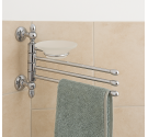 Porte articulée de lingettes pour le bidet à trois tiges avec porte de savon en verre de satin - qualité et style classique