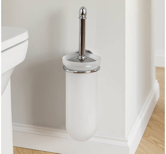 Toilette porte-balais suspension murale-laiton chromé et satiné verre-fabriqué à la main de produit de pièces de rechange