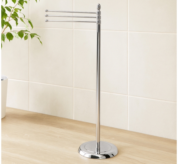 Piantana da bagno antiruggine di alta qualità porta salviette tre aste che ruotano bagno stile classico