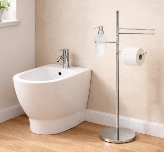 Barbell rack multifunctional bathroom roll holder, towel rack, dispenser . bathroom accessories brass chrome - line bathroom