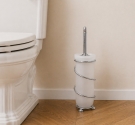 Porta scopino wc da terra-vetro satinato e ottone cromato-setola e complementi di ricambio disponibili online-arredobagno italia