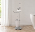 Lampe de plancher salle de bains en laiton chromé porte-brosse wc, porte-papier et porte-savon - produit de métier - les pièces