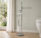 Piantana elegance porta scopino e sapone in vetro satinato, ottone cromo anti ruggine per un bagno senza tempo