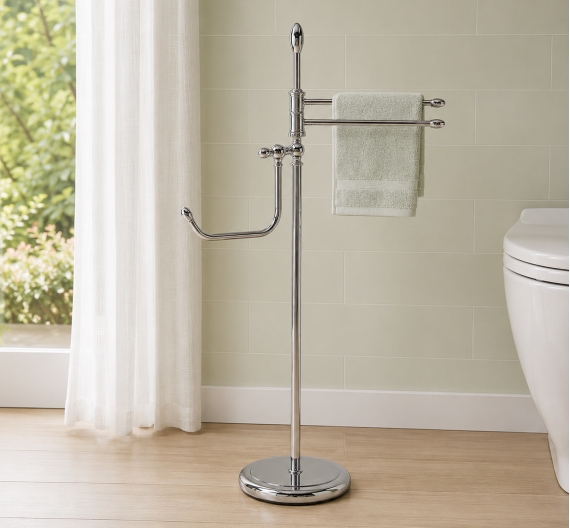Floor lamp multi-function in a classic style for bathroom with towel and toilet roll holders toilet paper quality guaranteed