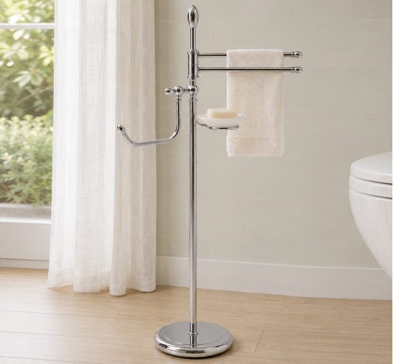 Piantana arredo bagno porta carta porta asciugamani e sapone - arredo bagno prodotto in Italia - antiruggine e di qualità