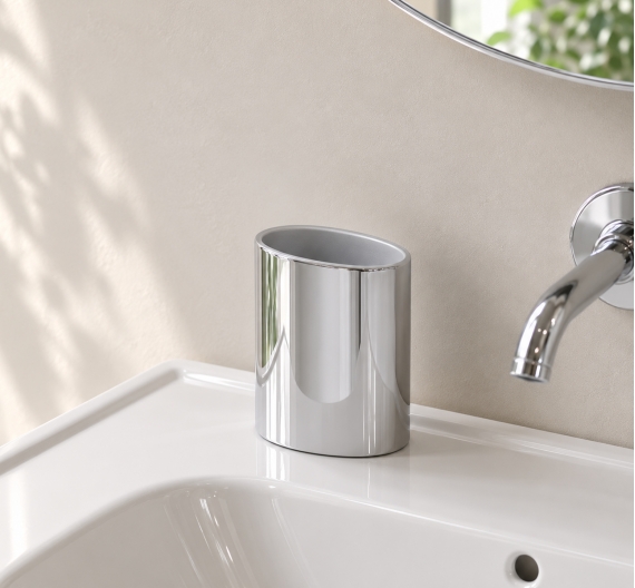 Verre porte-brosse à dents - fabriqué en laiton chromé - produit de haute qualité de l'exécution