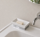 savon rectangulaire en céramique blanc de soutien et de laiton chrome-produit de haute qualité