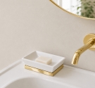 savon rectangulaire en céramique blanc de soutien et de laiton chrome-produit de haute qualité