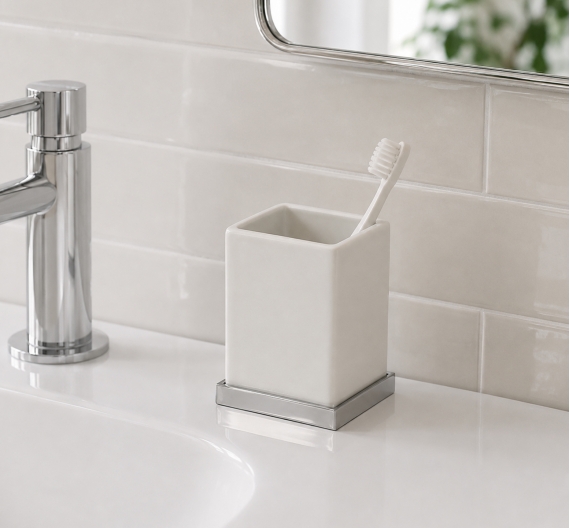 bicchiere in ceramica porta spazzolini denti - complementi arredo bagno di alta qualità artigianali