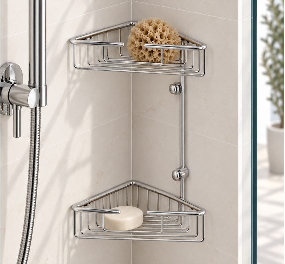 Récipient de stockage angulaire double pour fournir la qualité handcrafted shower-product