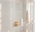 Basket for shower hanging from the glass hooks long with protection and suction - Line bathroom furniture shower