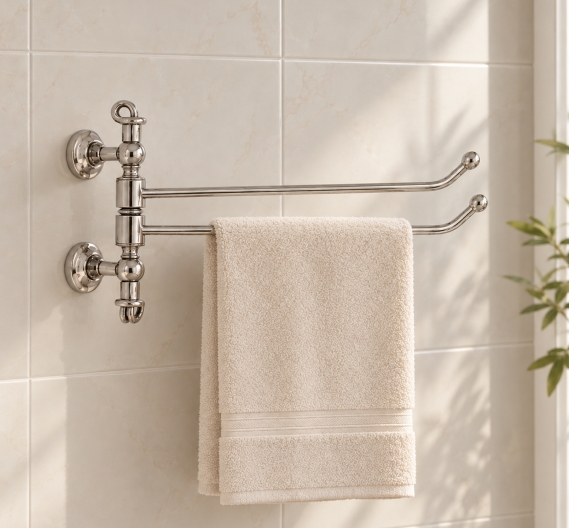 Snodo porta asciugamano da bagno fissaggio a parete a tasselli, colore cromo garanzia anti ruggine