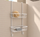Contenitore porta oggetti da doccia, sapone, spugne, shampoo senza forare colore bianco opaco matte design e tenzenza