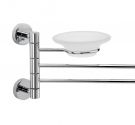 Towel bar, jointed to the two straight arms with soap dish in frosted glass-wall fastening with dowels / furniture-guaranteed