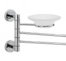 Rod, towel bar, jointed to the two straight rods for towels by the bidet and soap holder in satin glass-idearredobagno