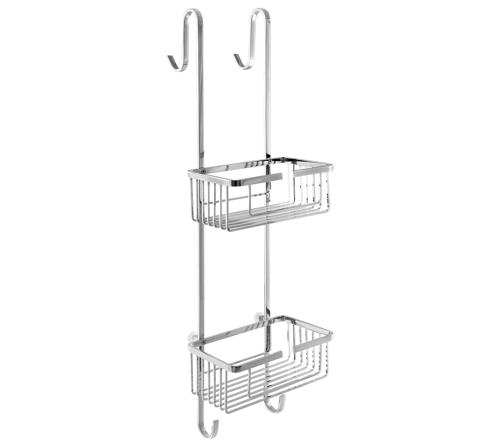 Minimal design shower object container - to hang on shower stall - double basket L.20xP13