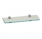 Glass bathroom shelf and round chrome brass clamps - L30 cm