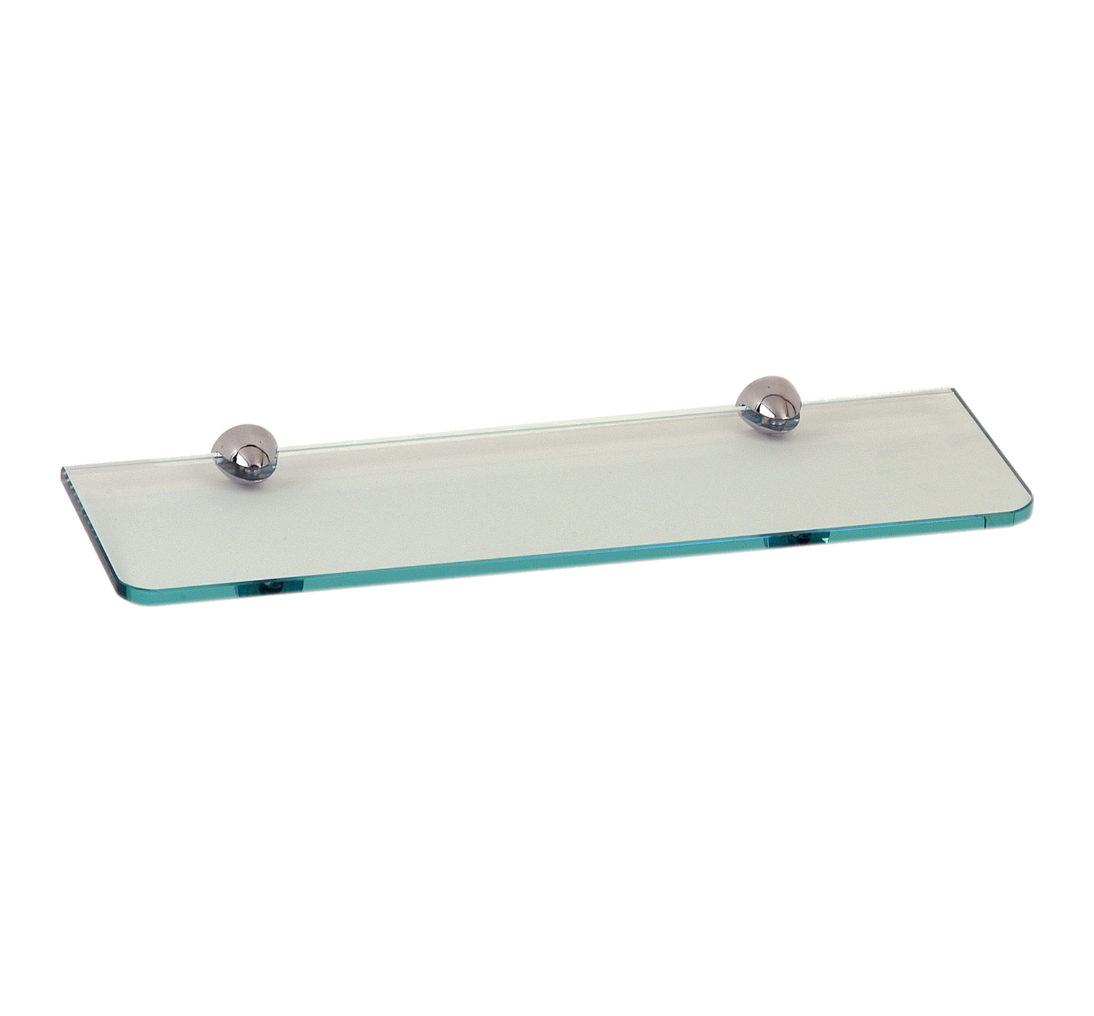 Glass bathroom shelf and round chrome brass clamps - L30 cm