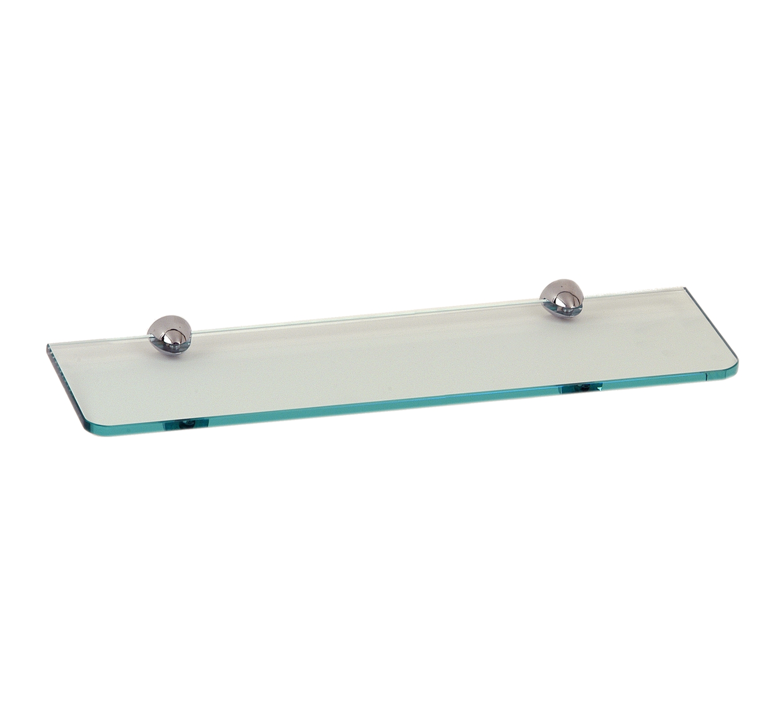 Glass bath shelf and round brass clamps - length 40 cm